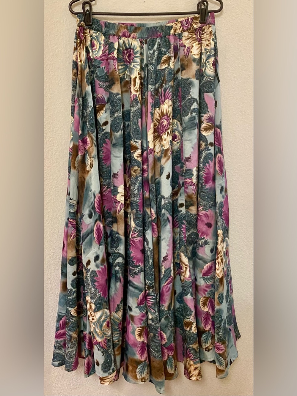 Mix Nouveau Floral Maxi Skirt in Teal & Mauve - Size Medium - NWT!